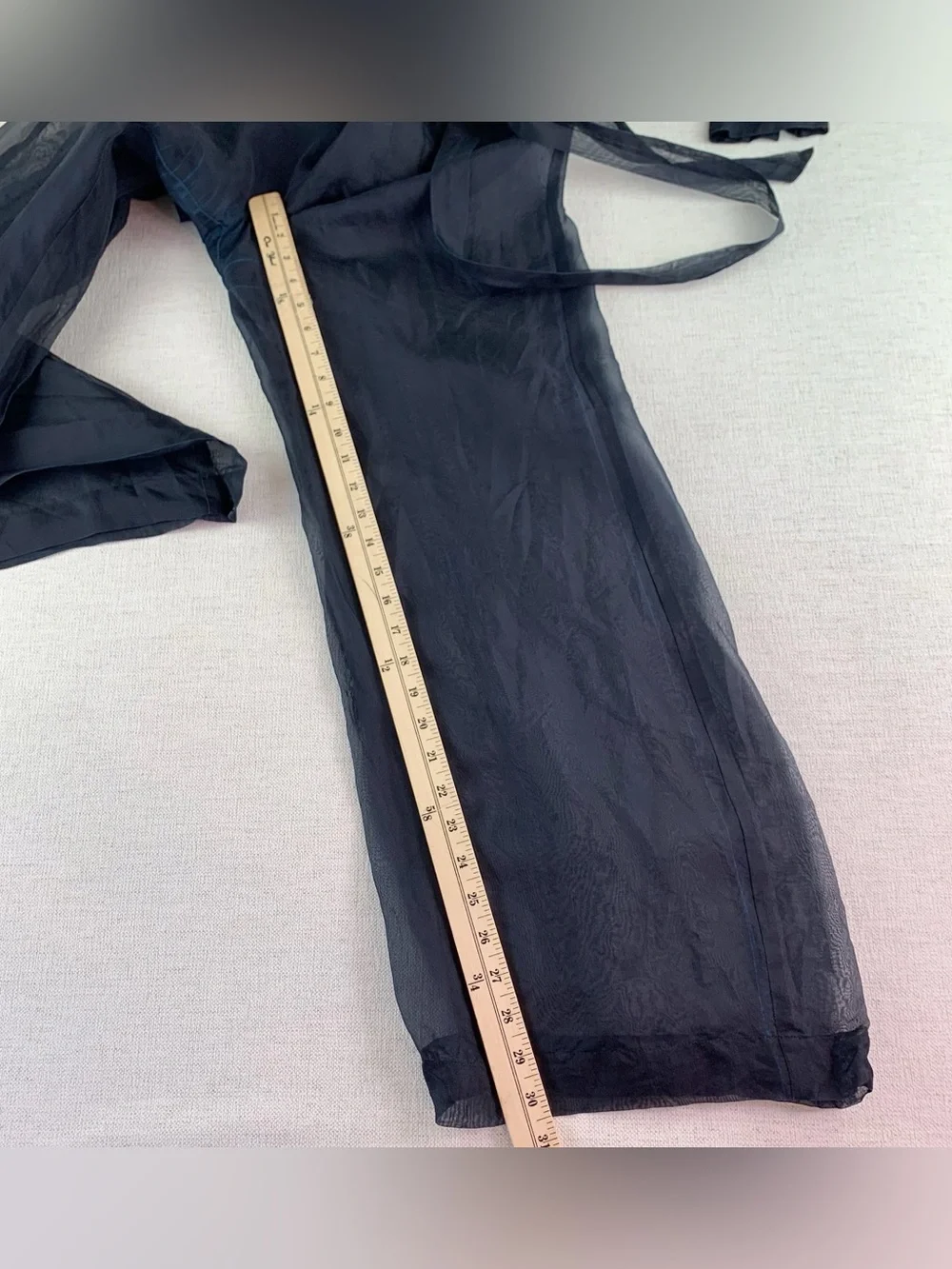 By Anthropologie Sheer silk Utility Jumpsuit long sleeve wide leg in black